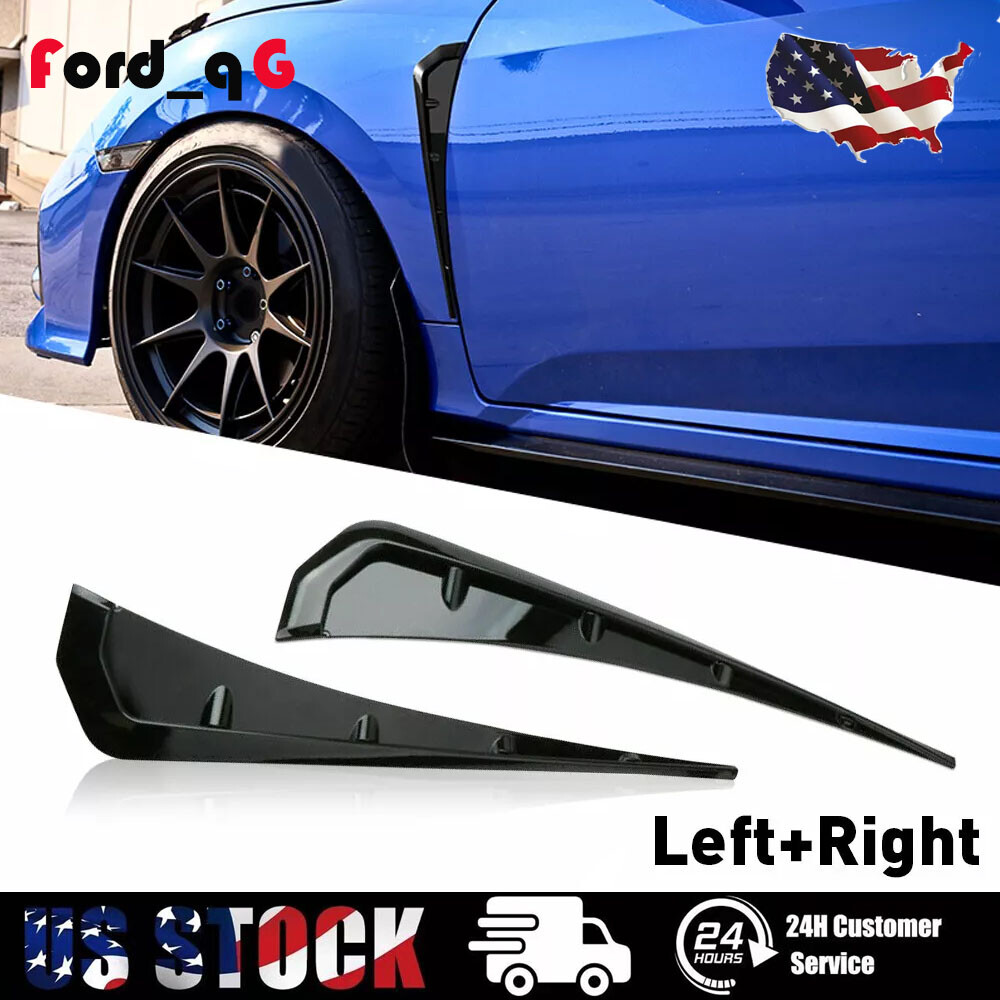 2pcs Glossy Black Car Fender Vent Air Wing Cover Auto Body Trim Accessories