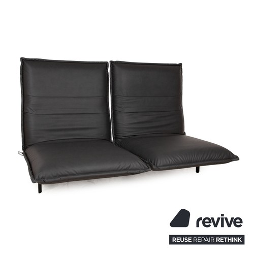 Rolf Benz Nova 340 veganes Leder Stoff Zweisitzer Schwarz Grau Sofa Couch - 第 6/12 張圖片