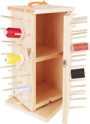 New brothread 93-Spool Rotating Thread Rack Wooden Organizer for Sewing & Crafts
