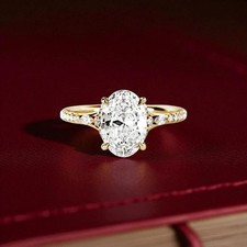 Diamond Engagement Ring 18k Yellow Gold IGI Certified Lab Grown 2.50 Ct Oval
