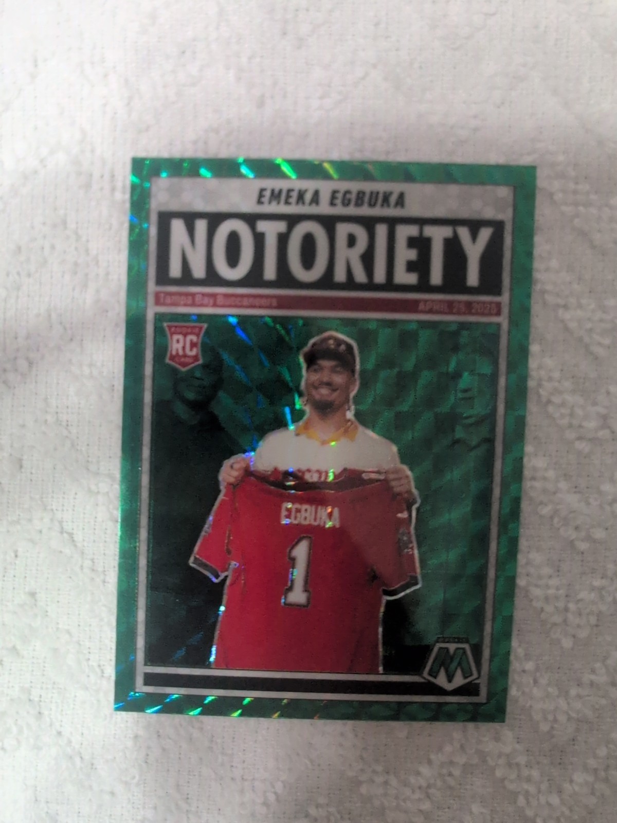 2025 Panini Mosaic - Notoriety Emeka Egbuka #16 Green Mosaic Prizm (RC)