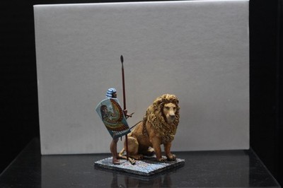 ST.PETERSBURG BEAUITFULY PAINTED 54MM EGYPTIAN GAURD WITH LION  SIGNED