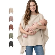 Muslin Nursing Cover for Breastfeeding, 360 Full Privacy Breathable 100 Cot...