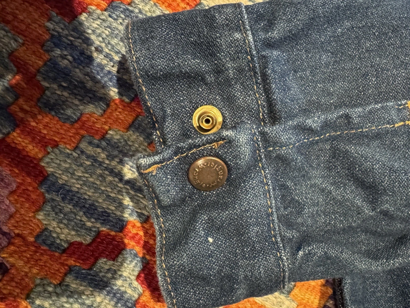 Wrangler Trucker Jacket Blue Denim Broken Twill Large Authentic Western - product detail image 6
