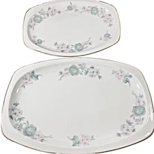 2 Meat Serving Platter Epiag China 5082 14x10 12x9 Made Czechoslovakia Vintage