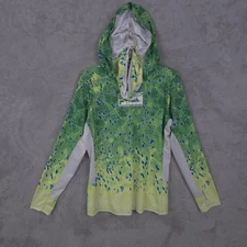 Pelagic Exo-Tech Shirt Mens Medium Green Hooded Performance Fishing Sun Hoodie