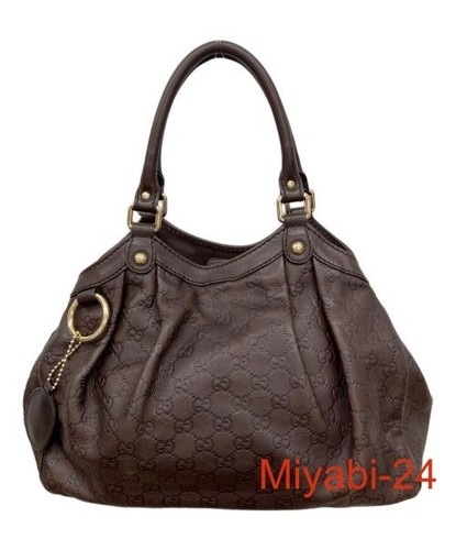 Gucci Cima Leather Tote Bag Brown Women's Handbag Slightly Used