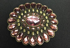 Gorgeous Pink Peach Rhinestone Floral Oval Women Ladies Western Belt Buckle
