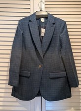 J.Crew Women s Checkered Wool Blend One-Button Blazer Jacket Sz 6 NWT Academia