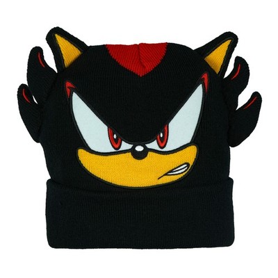 Sonic The Hedgehog Beanie Shadow 3D Ears Quills Embroidered Cuff Knitted Cap Hat