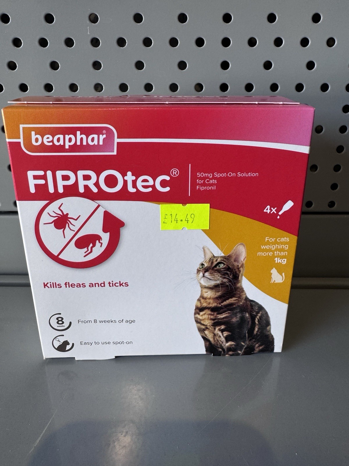 FIPROtec Cat Spot On Flea & Tick Treatment Solution Prevention 4 Pipettes