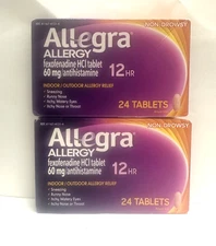 Allegra Allergy Indoor&Outdoor Allergy Relief 2packs ,24 Tablets each, Exp:12/25