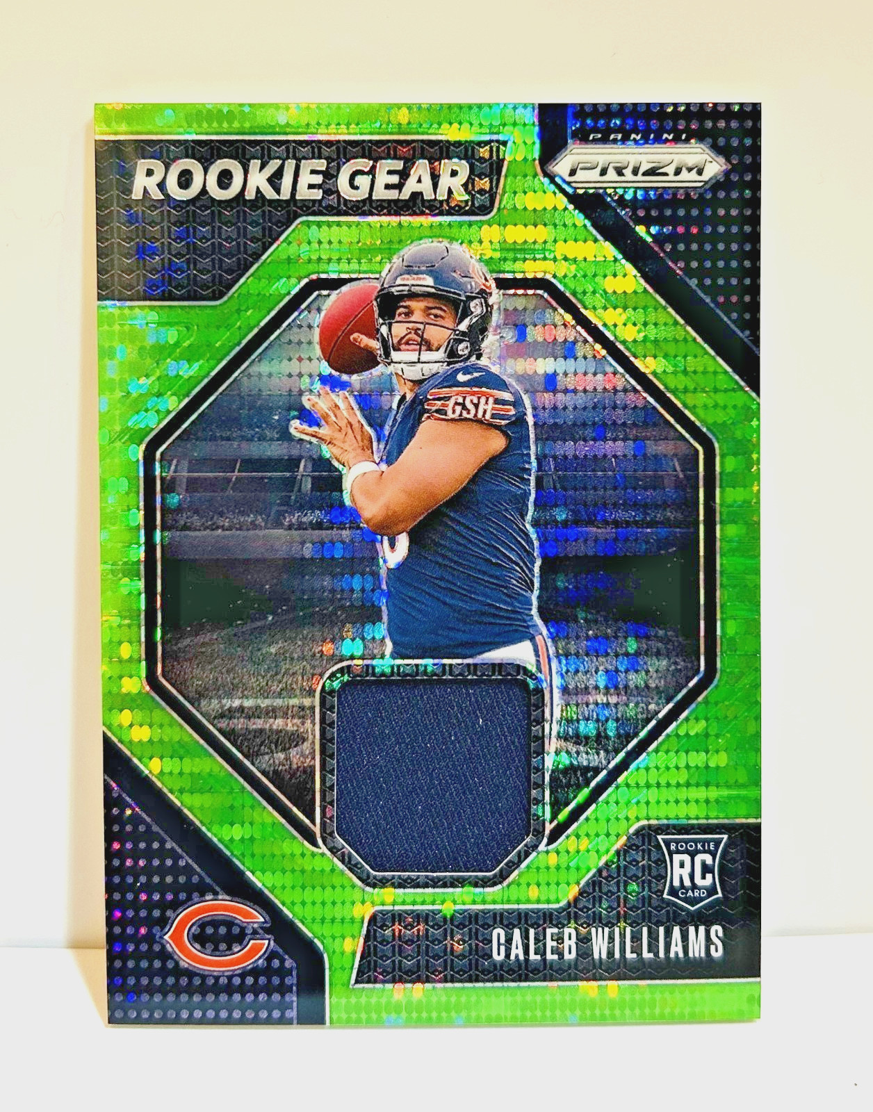 2024 Panini Prizm Rookie Gear Caleb Williams #RG-CWS Neon Green Pulsar RC