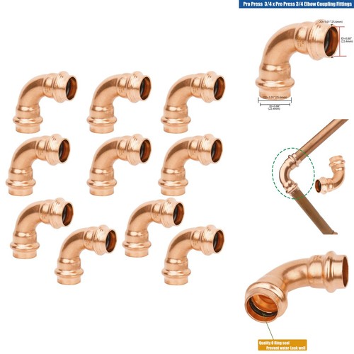 WHK 10 Pack Pro Press 3/4" x 3/4" Copper 90° Elbow