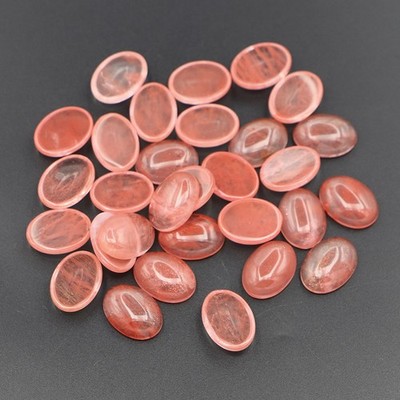 100pcs Artificial Cherry Quartz Stone 13x18mm Oval Cab Cabochon DIY No Holes