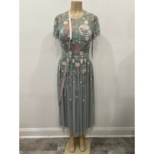Mac Duggal Dress Embellised Illusiion Sage Green Floral Sequin Style#9134 4 NWT