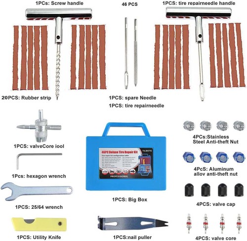 Tire Repair Kit,46pcs Heavy Duty Tire Plug Kit, with Universal Tire Patch - Picture 4 of 11