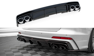 Maxton Design Heckansatz Diffusor + Endrohre chrom passend für Audi A6 S-Line /