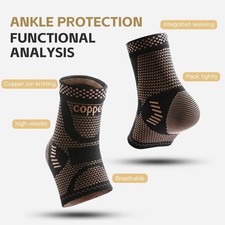 Copper Ankle Brace Silver Support Compression Sleeve Socks Foot Fasciitis Pain