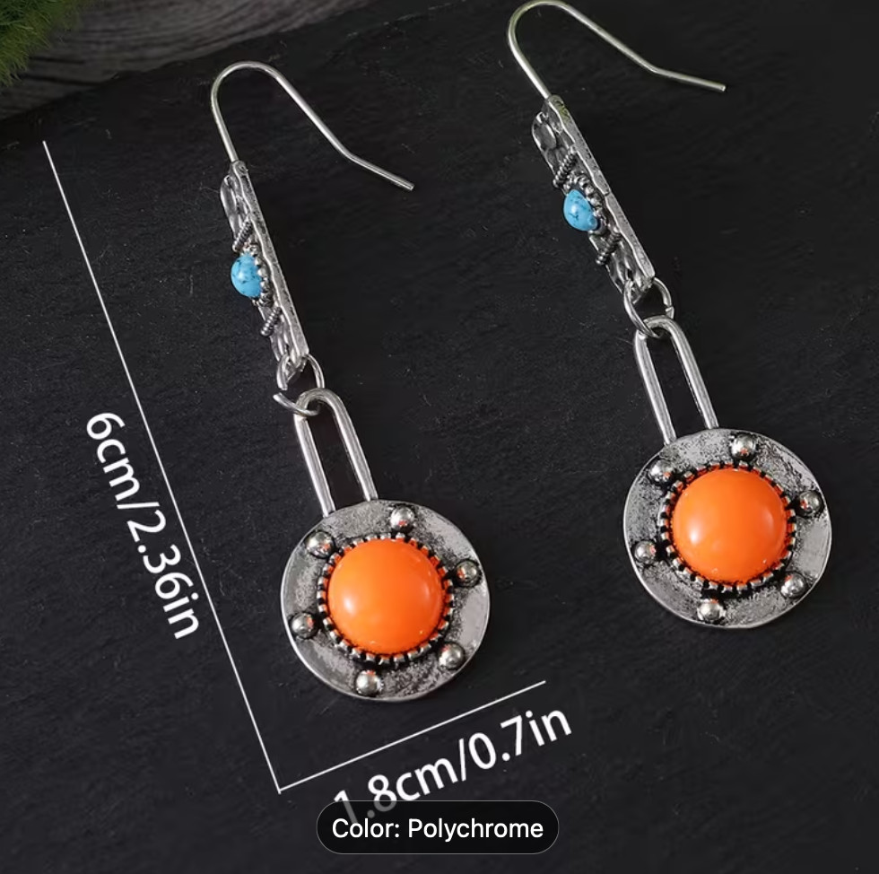 Vintage Rectangle Round Shape Hammer Pattern Turq… - image 3