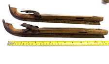 Dutch Netherlands antique speed ice skates wood brass acorn tip vintage 1880's