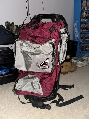 VTG Coleman Peak Burgundy Backpack Plastic External Frame Hiking Hip Belt USA