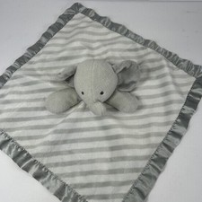 Lovey Plush elephant baby blanket silk side gray white cloud island