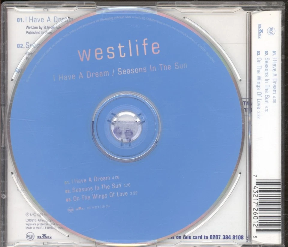 Westlife Ich Habe Einen Traum / Seasons In The Sun CD Europa RCA 1999 Single - Bild 2 von 2
