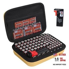 Battery Organizer Storage Case with Tester for AA AAA Button Battery gold