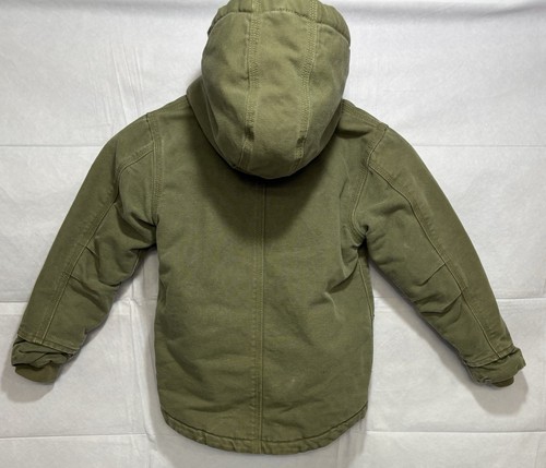 Carhartt Jacket Child Size 4T Hooded Canvas Zip-Up Hunter Green Work Duck Kids - Picture 9 of 12