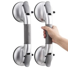 Shower Grab Bars Suction Handles 2 Pack Silver Safety Grip Part 330LBS