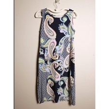 Charter Club Paisley Sleeveless Dress S Navy Stretch Sheath Date Night