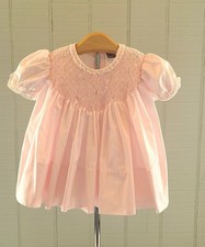 Vintage Petit Ami Pink Hand Smocked Embroidered Dress Easter Summer READ 3-6 M