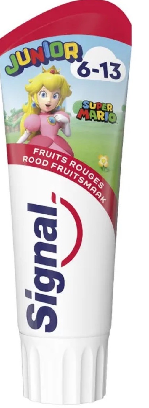 Dentifrice Signal Princesse et Mario au goût fruité doux pour dents mixtes 6-13 ans
