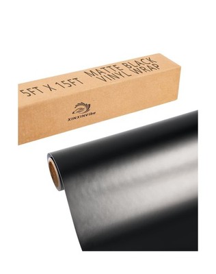Matte Black Vinyl Wrap Film for Cars, 15ft x 5ft Automotive Wrapping Film Rol...