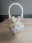 FENTON GLASS 2003 HEIRLOOM OPTICS COLLECTION BURMESE DIAMOND OPTIC BASKET