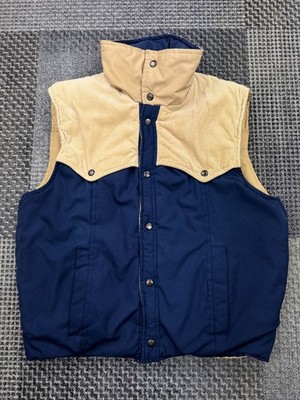 Ski Summit wattierte Wendeweste L beige marine Cordpasse Korea Vintage