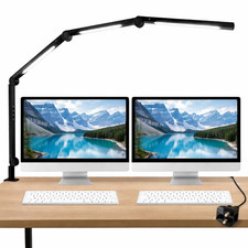LED Desk Lamp Clamp Flexible Swing Arm 4 Modes 5 Brightness UK Plug