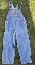 Vintage Disney Bib Overalls Womens Medium Denim Embroidered Mickey Minnie 90s