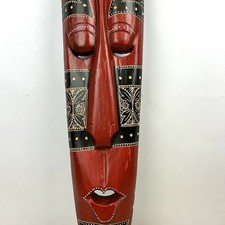 Hand Carved Wooden Tribal Mask Hand Painted Traditional Wall Decor Indonesian