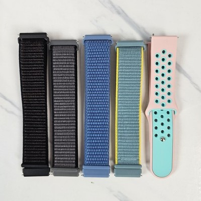 5 Pc Watch Bands For Versa Fit 2 - Nylon Silicone Hook And Loop Multicolor
