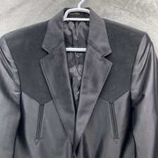 Circle S blazer Mens 44L two button western black jacket suit sport coat long