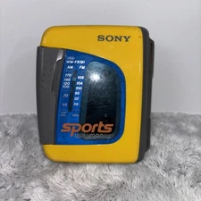 VTG Sony Sports Walkman AM/FM Radio Cassette Player WM-FS191 Yellow For Parts