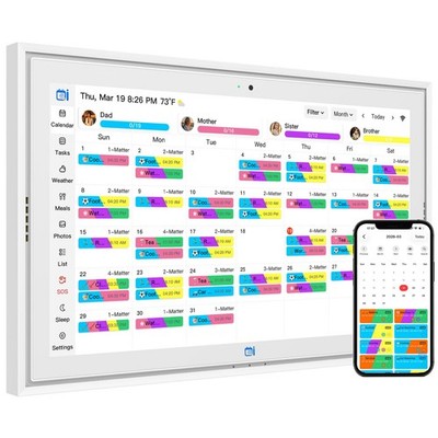 2026 Calendar 15 inch Digital Picture Frame Wall Planner & Chore Chart, IPS T...