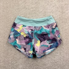 Athleta Girl Run The World 3" Shorts Girls Size Small 7 Purple Blue Floral Lined