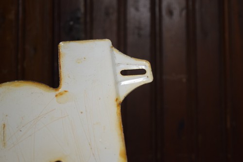 1950s CO-OP GASOLINE GALVESTON TX STAMPED PAINTED METAL TOPPER SIGN GAS OIL AIR - Picture 14 of 18