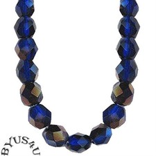 CZECH PRECIOSA GLASS BEADS ROUND FACETED 6mm COBALT ZAIRIT 50pc