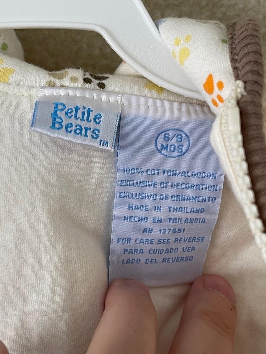 Petite Bears Cream Baby Puppy Ribbed Zip Front Jacket - 6/9M | eBay