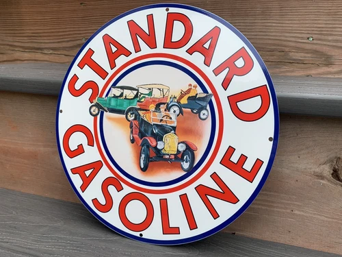 12in STANDARD Gasoline MOTOR OIL SIGN Gas Vintage Style Steel Sign Pump Plate
