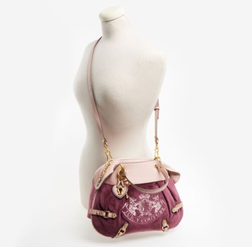 JUICY COUTURE UK Exclusive Pink Tawny Port Velvet Twig Double Handled Purse Bag - Picture 2 of 6